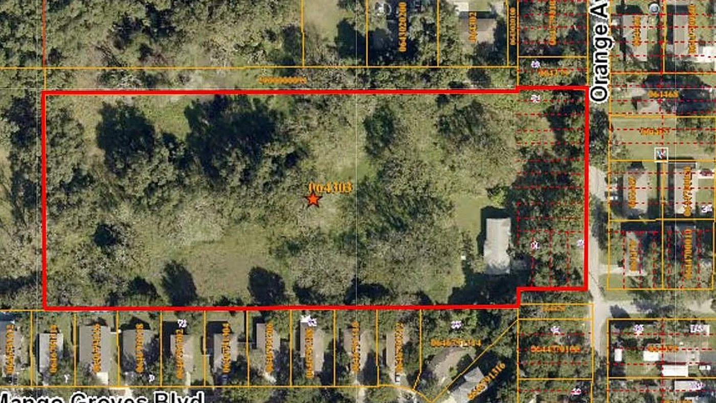 Aerial view of the 5-acre Heroes Landing parcel on Orange Avenue in Seffner
